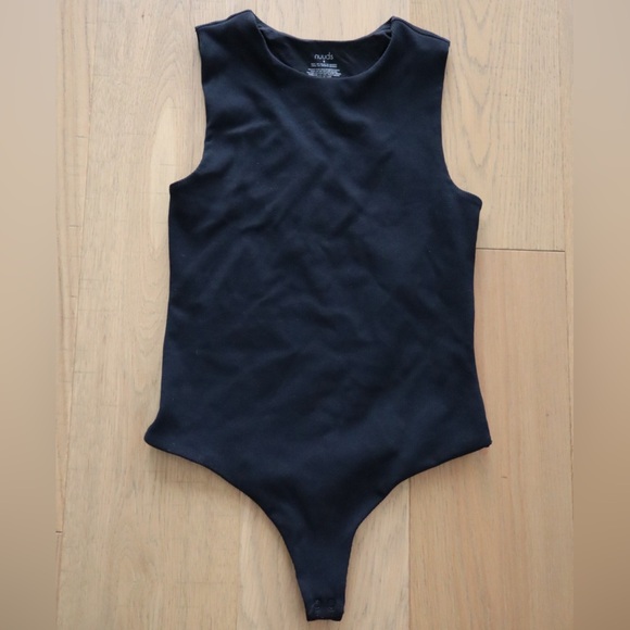 Nuuds Black Ribbed Sleeveless Bodysuit - Picture 3 of 5